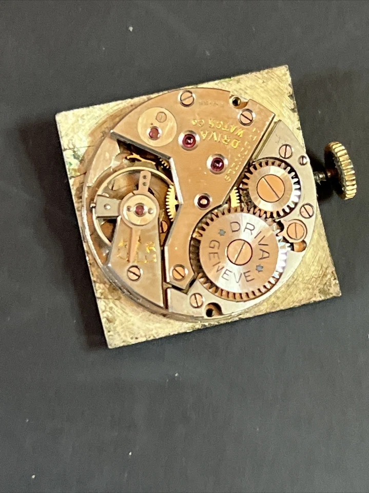 Reloj tanque suizo Driva Geneve 17J vintage para hombre tono dorado funcionando Foto 3 de 4