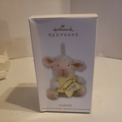 2012 Hallmark Keepsake Godchild Fuzzy Lamb Christmas Ornament You're A Blessing