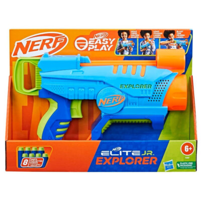 Nerf Elite Jr. Explorer Easy-Play Blaster, 8 Nerf Elite Darts, ab 6 Jahren