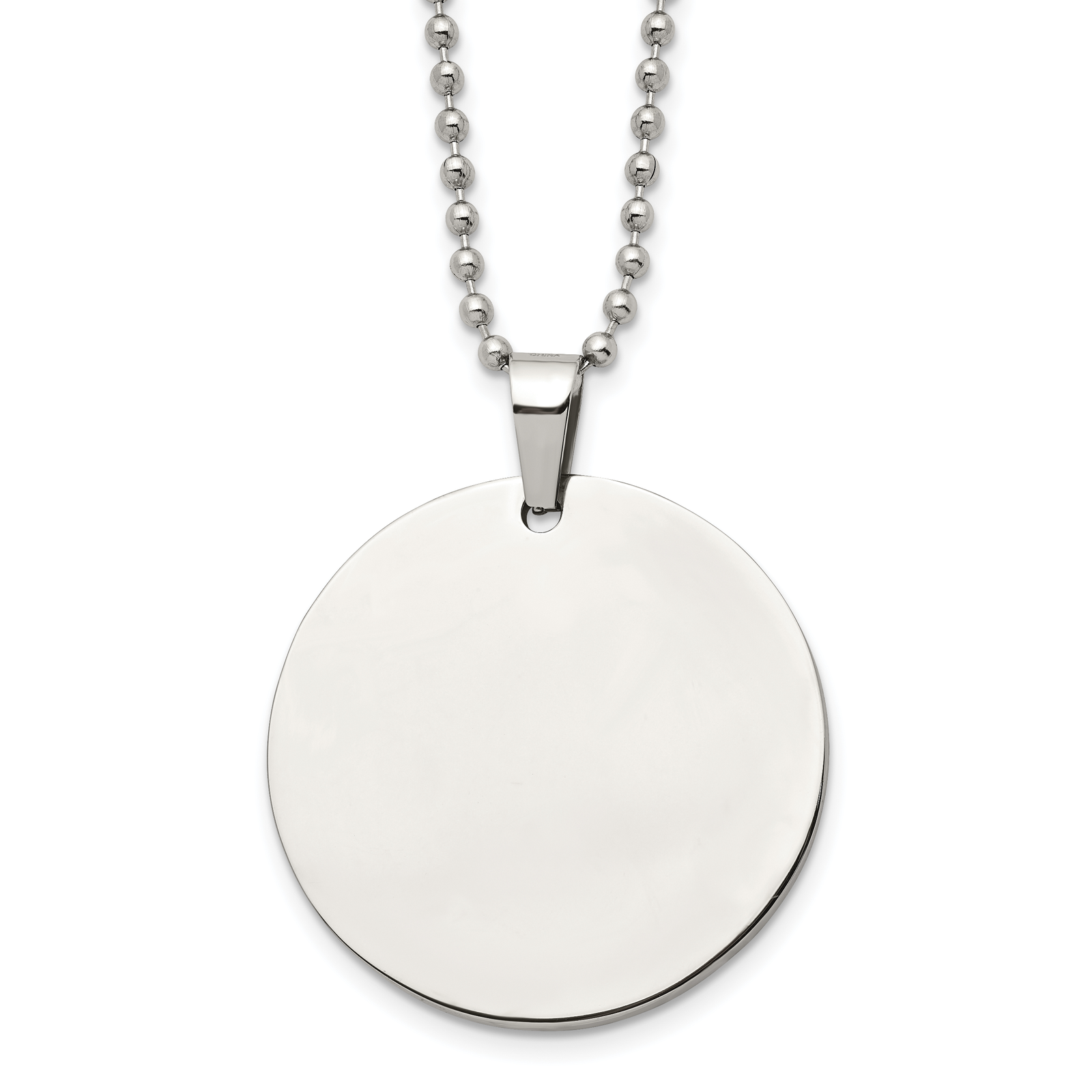 Chisel Stnls Steel and Reversible Round 2mm Dog Tag Ball Chain Necklace - 24