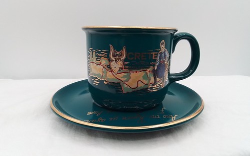 CRETE GREECE SOUVENIR TEACUP COFFEE CUP FROM CRETE W/ LOVE ANDREW DESIGNS CHANEA - Picture 2 of 21