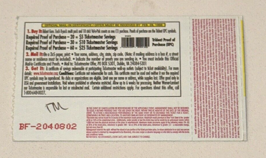 Lollapalooza Music Festival Ticket Stub Darien Lake PAC Snoop Dogg