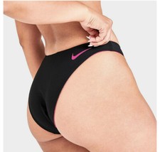 Nike Bikini Bottom Womens M-L-XL High Leg Cheeky Reversible Sling Black Pink