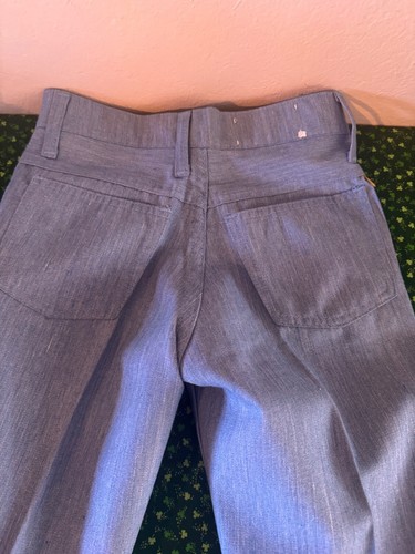 Vtg 1970s FARAH Flared Bell Bottom Polyester Slacks Pants Disco Navy Blue - Picture 6 of 12