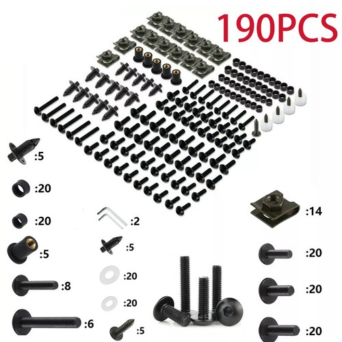190PCS/Set Complete Motorcycle Fairing Bolts Kit Panel Speed Clip Fastener Screw - Picture 8 of 13