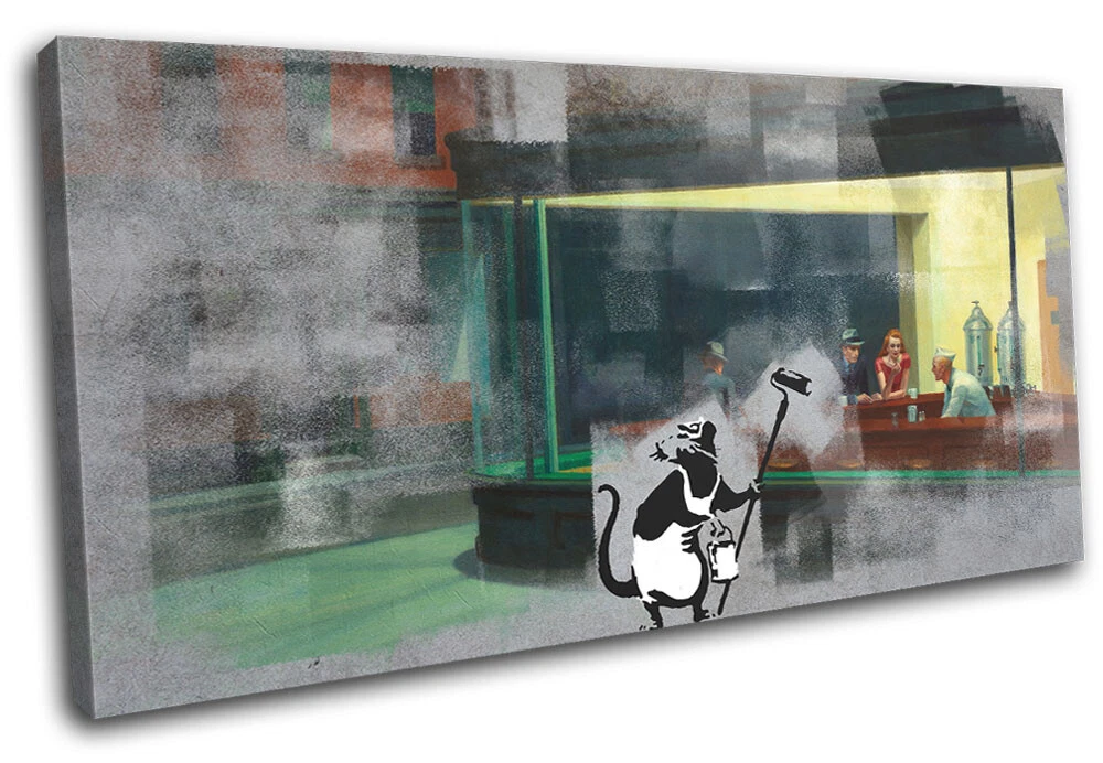 Night Hawks Banksy Painter Urban SINGLE CANVAS WALL ART Picture Print | eBay