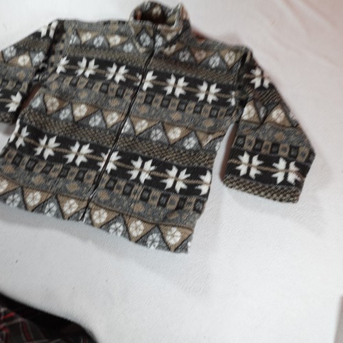 Vintage Fair Isle Jacket Mens Medium Brown Fleece Nordic Mohair Windbreaker Top - Picture 2 of 11