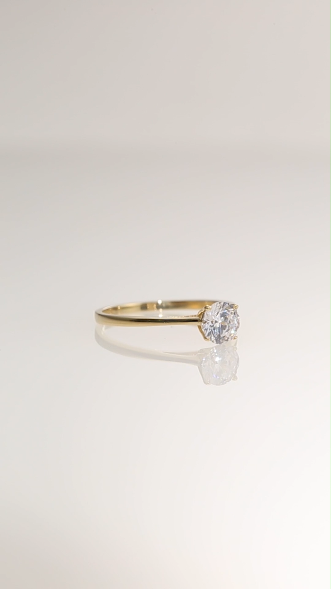 その他 328 14K Real Solid Yellow Gold 1Ct Solitaire Round Brilliant