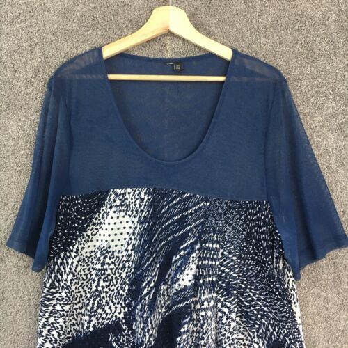 TS Taking Shape womens tunic top 16 blue short sleeve mesh stretch casual plus S - Picture 3 of 21