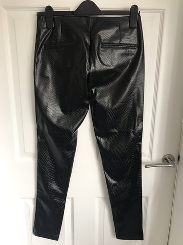 Ladies Black French Connection Skinny Animal Print Shiny Trousers - Size 10 BNWT - Picture 9 of 12