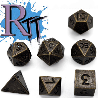 Mini 10mm Bronze Copper Metal DND Dice Dungeons and Dragons Polyhedral RPG Game