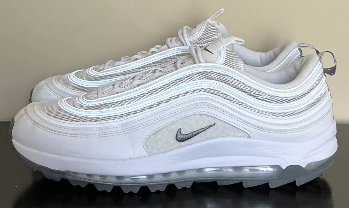 Nike Air Max 97 G Golf Shoes CI7538-100 White/Metallic Cool Grey