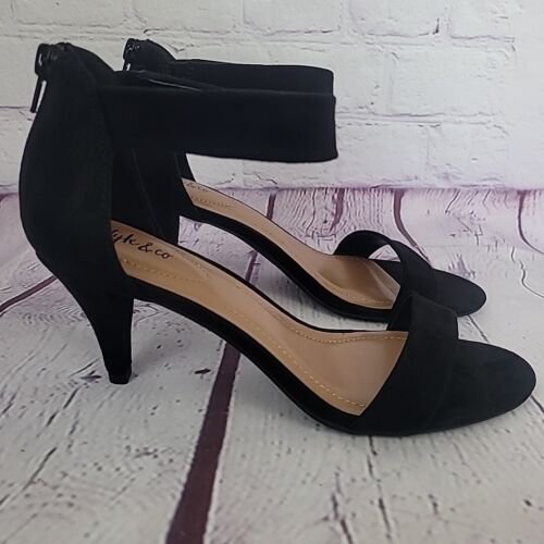 Style & Co Paycee Dress Sandals 8M Black Ankle Strap High Heels Shoes Open Toe - Picture 6 of 10