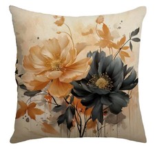 Mixed Flower Garden Floral Botanical Linen Throw Pillow Cover Holiday HOME Decor