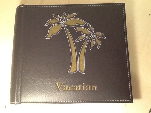 Vacation Photo Album Palm Tree Cover 4x6 pictures MYX Make Your Mark Embroidered