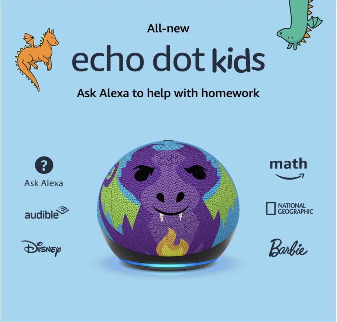 Amazon Echo Kids Dot (5th Gen 2022 ) with Alexa Owl or Fire Dragon New Sealed