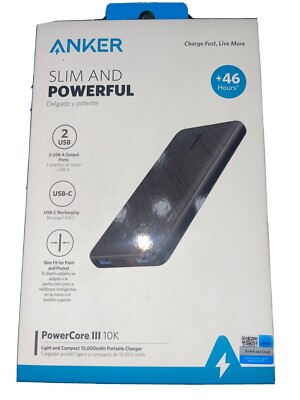 Anker - PowerCore III 10K mAh USB-C Portable Battery Charger - Black