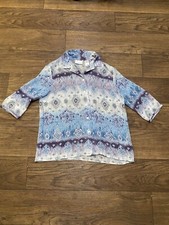 Alfred Dunner  Sheer 3/4 Sleeve Button Down Artsy Feminine Lightweight