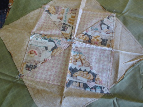 4149. HOMEMADE BREAD PATCHWORK Cotton PILLOW TOP & Solid BACK - 19" x 19" - Picture 6 of 7
