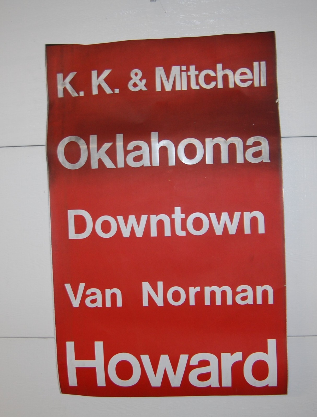 Vtg. 1970s Milwaukee Bus Destination Roll Sign MKE Oklahoma Downtown++ ...