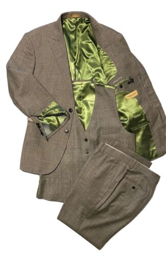Indochino Surgeon Cuff Gray Glen Plaid 3-Piece Men's Suit Size 40R/32