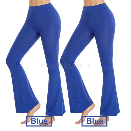 Damen ausgestelltes Bein Stretch Hose Schlaghose mittelhoch lang Bootcut Lounge Yoga - Bild 17 von 27
