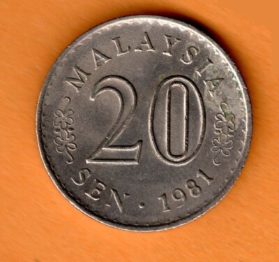 1974年 Lai Loong Sung「Joy of Living」マレーシア Malaysia Coin 20 Sen 1981 Copper-nickel, 23.59mm, 5.65gr. KM#4