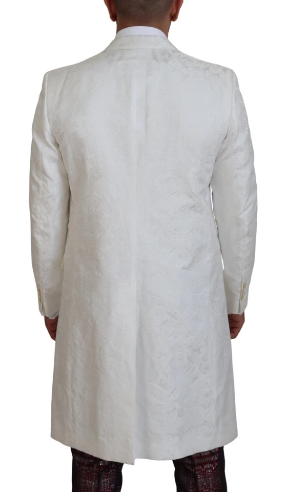 DOLCE & GABBANA Jacket White Floral Brocade Trench Coat IT48/US38/M RRP 4430usd - Image 3 of 4