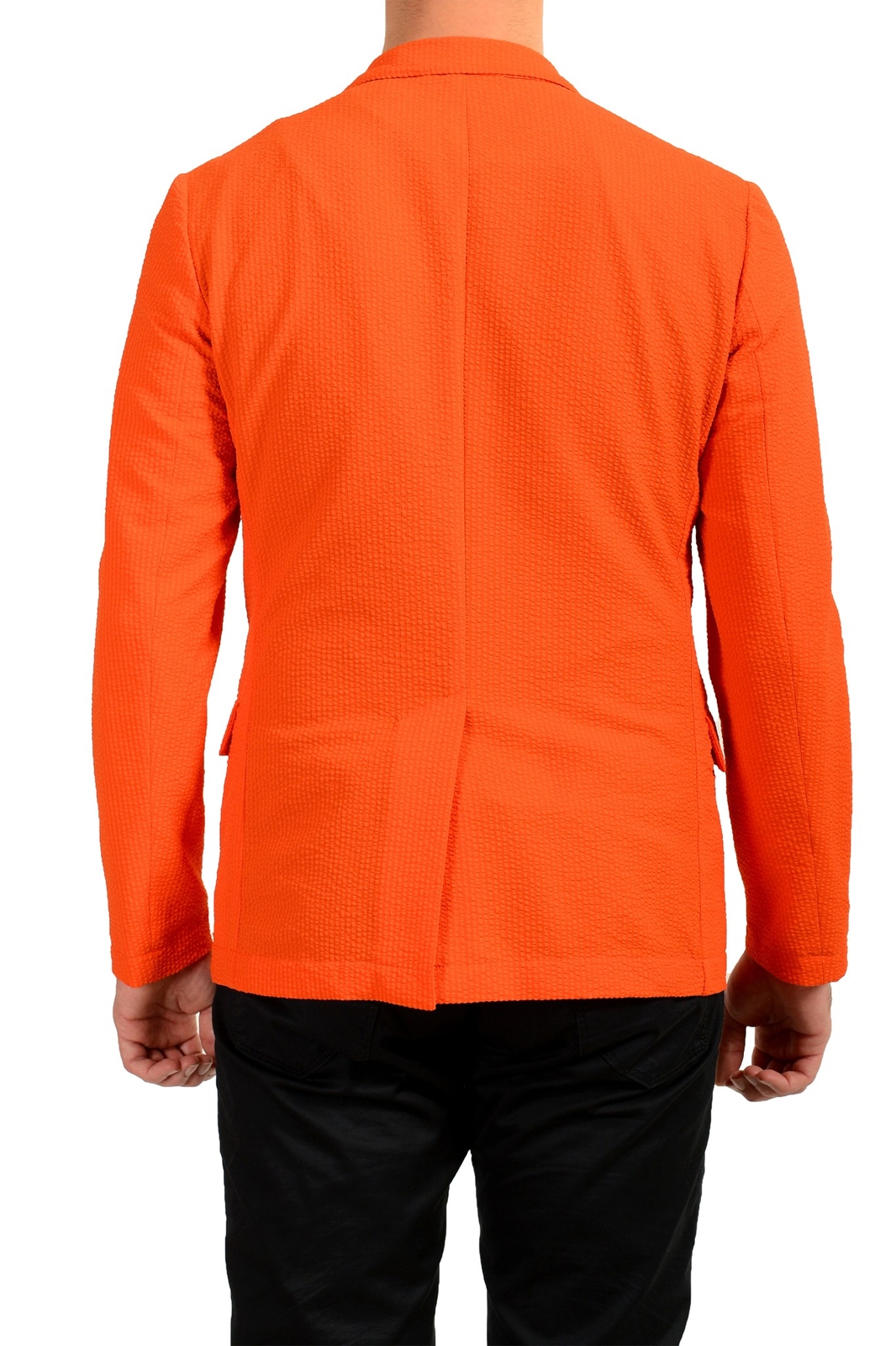 Hugo Boss Men's "Naden-N" Orange Slim Fit Plaid Sport Coat Blazer US 38R IT 48R