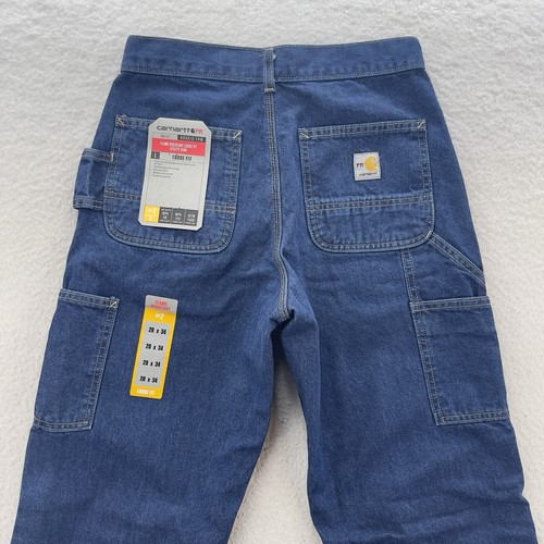 Carhartt FR Jeans Herren 28x34 Blau Flame Resistant Carpenter Loose Fit Denim Hose - Bild 11 von 15