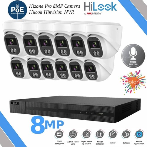 8MP HIKVISION CCTV 8MP 4K NVR COLORVU IP POE OUTDOOR AUDIO MIC CAMERA SYSTEM KIT - Afbeelding 33 van 45