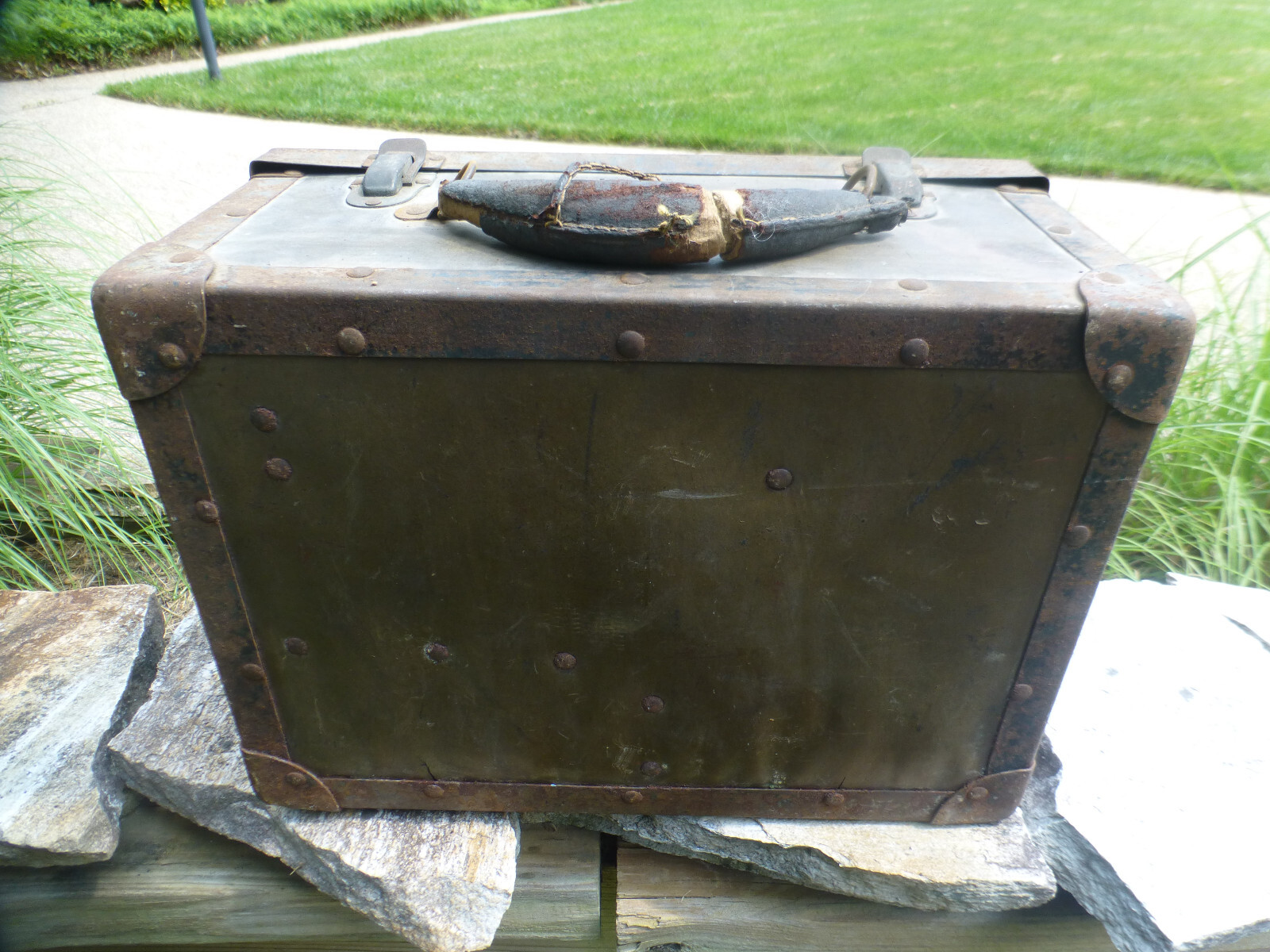 Antique American LaFrance Gas Mask Box & Instructions Firetruck *ONLY