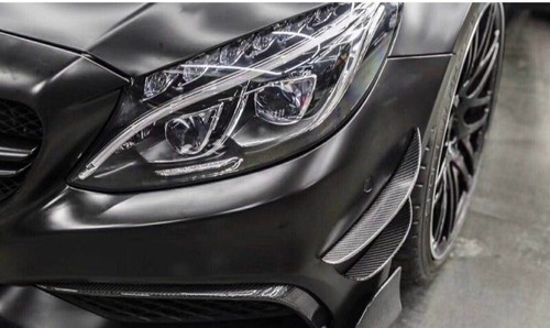 Aletas de parachoques delanteras Canards fibra de carbono para MB C-Class W205 C63 AMG 15-21 - Imagen 7 de 18