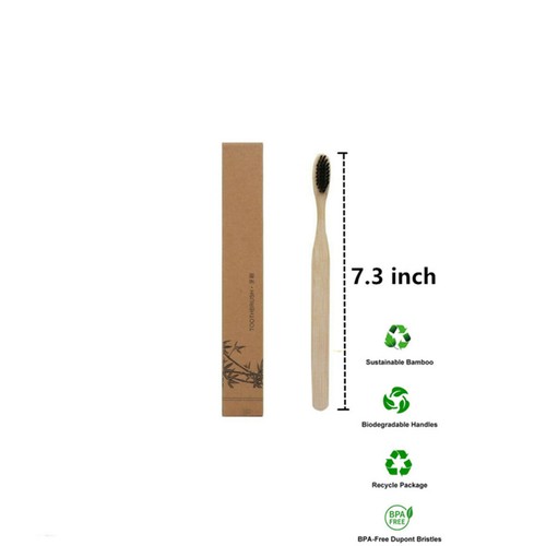 80 Pack Charcoal Bamboo Toothbrush Adult Organic Wooden Natural Eco Vegan - Picture 2 of 6