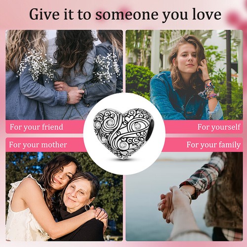 MULA Retro Baum Leben Herz DIY Charm AAA CZ Für Frauen Armband 925 Versilbert - Picture 6 of 7