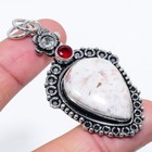 Rossita Jasper, Garnet Gemstone 925 Sterling Silver Jewelry Pendant 2.68"
