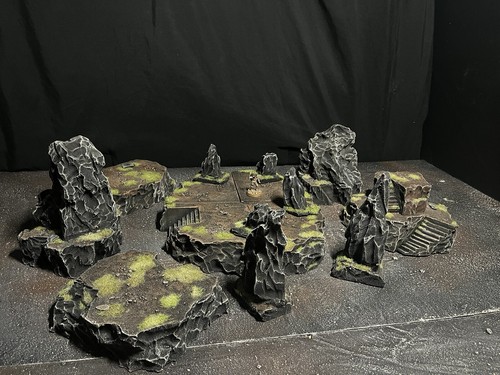 Wargaming Warhammer 40k Compatible Terrain Large Set Of Grassy Rock Hills - Picture 6 of 20