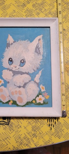 PBN (2) Vintage anni 70 dipinto per numero gattino qui gattino collezione 7x9. Così carino!! - Foto 8 di 12