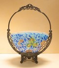 Lovely Brides Basket - Satin Glass Bowl w/ Braided Ornate Metal Stand