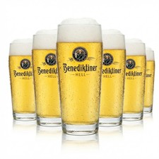 6x Benediktiner Weissbr&auml;u Bier Glas 0,5l Willi Becher Hell Sahm Gl&auml;ser Pils Bar