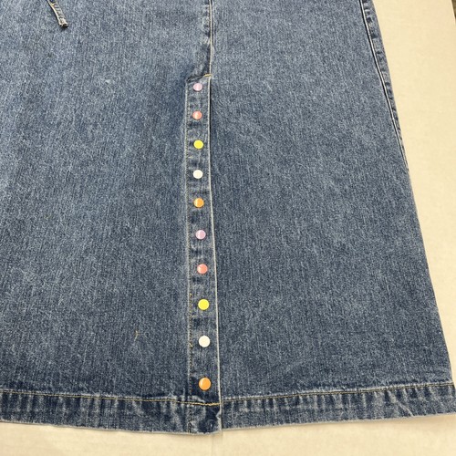 CJ Banks Skirt Womens 22W Denim Maxi Belted Snap Detail Slit Western Boho Modest - Picture 3 of 8