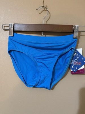 NWT Motionwear 2494 Team Brief Underwear Dance Gymnastics Turquoise Adult Petite