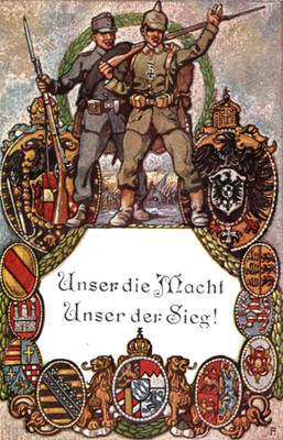 WWI German Austria Hungary Alliance Soldiers Propaganda Patriotic Art Postcard