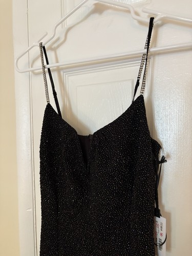 Neu mit Etikett Astr Isabel Kleid schwarz/silber Glitzer Party formell Reißverschluss Größe Small neu - Bild 2 von 12
