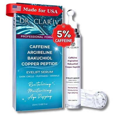 Caffeine 5% + Bakuchiol Eye Serum for Dark Circles, Puffiness Eyes with Argir...