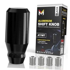 Premium Shift Knob - 4 Metal Threaded Adapters, 4 5 6 Black Short Cylinder