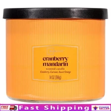 3-Wick Scented Candle Cranberry Mandarin Relaxing Aroma Home Fragrance Gift New