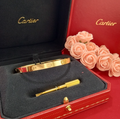 CARTIER LOVE BRACELET CLASSIC 18K YG NEW VERSION SIZE 19 W/ BOX
