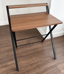 Wood Computer Desk with Top Shelf