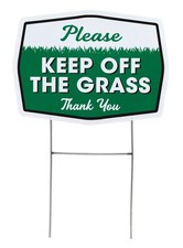 Please Keep Off Grass Yard Sign With Stake Double Sided 11.5x8.5 Weatherproof